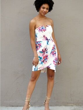 Yumi Kim Date Night Dress Silk Floral Strapless Mini Dress